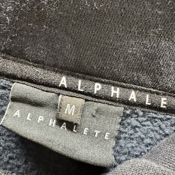 Alphalete Hoodie Mens Medium Black Blue Camo Pullover Logo Front Sweatshirt - Picture 2 of 7